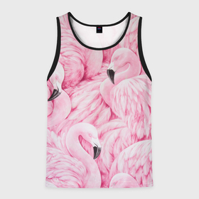 Мужская майка 3D с принтом Pink Flamingos в Тюмени, 100% полиэстер | круглая горловина, приталенный силуэт, длина до линии бедра. Пройма и горловина окантованы тонкой бейкой | Тематика изображения на принте: flamingos | паттерн | птицы | розовый фламинго | фламинго