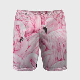Мужские шорты спортивные с принтом Pink Flamingos в Тюмени,  |  | Тематика изображения на принте: flamingos | паттерн | птицы | розовый фламинго | фламинго