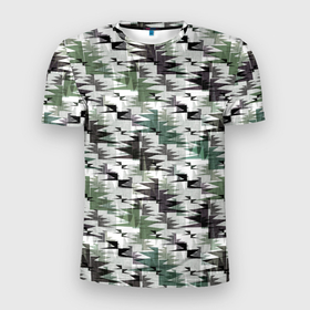 Мужская футболка 3D Slim с принтом Абстрактный камуфляжный светлый в Кировске, 100% полиэстер с улучшенными характеристиками | приталенный силуэт, круглая горловина, широкие плечи, сужается к линии бедра | abstract | camouflage | geometric | gray | green | khaki | light | military | protective | swamp | zigzag | абстрактный | болотный | военный | геометрический | защитный | зеленый | зигзаг | камуфляжный | маскировочный | светлый | серый | хаки