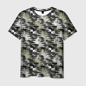 Мужская футболка 3D с принтом Абстрактный камуфляжный геометрический узор в Петрозаводске, 100% полиэфир | прямой крой, круглый вырез горловины, длина до линии бедер | abstract | brown | camouflage | dark | gray | green | khaki | militarism | military | monochrome | protective | swamp | абстрактный | болотный | военный | защитный | зеленый | камуфляжный | коричневый | милитаризм | монохромный | серый | темный | хаки