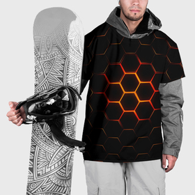 Накидка на куртку 3D с принтом Раскалённые соты   текстура в Курске, 100% полиэстер |  | cell | hexagon | honeycomb | гексагон | паттерн | сота | соты | текстура | шестигранные | ячейки