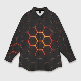 Мужская рубашка oversize 3D с принтом Раскалённые соты   текстура в Белгороде,  |  | cell | hexagon | honeycomb | гексагон | паттерн | сота | соты | текстура | шестигранные | ячейки