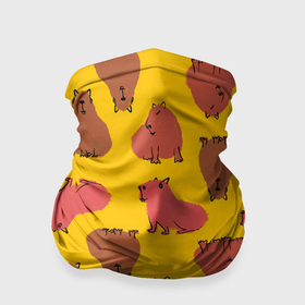 Бандана-труба 3D с принтом Паттерн с капибарами в Новосибирске, 100% полиэстер, ткань с особыми свойствами — Activecool | плотность 150‒180 г/м2; хорошо тянется, но сохраняет форму | capybara | kapibara | животное | капибара