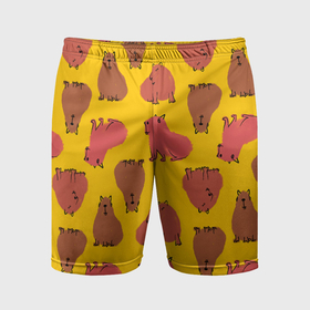 Мужские шорты спортивные с принтом Паттерн с капибарами в Кировске,  |  | capybara | kapibara | животное | капибара