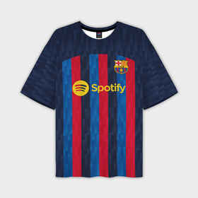 Мужская футболка oversize 3D с принтом Барселона форма 2022 2023 в Петрозаводске,  |  | 