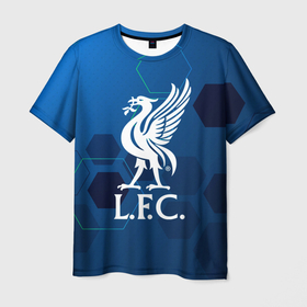 Мужская футболка 3D с принтом Liverpool шестиугольники абстракция в Санкт-Петербурге, 100% полиэфир | прямой крой, круглый вырез горловины, длина до линии бедер | 