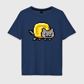 Мужская футболка хлопок Oversize с принтом Нян Коин Кэт , 100% хлопок | свободный крой, круглый ворот, “спинка” длиннее передней части | animal | cat | coin | crypto | cryptocurrency | kitten | meme | memes | nyan cat | nyan coin cat | sweethuman | sweethumen | животное | коин | кот | котёнок | кошка | крипто | криптовалюта | мем | мемы | монета | нян кот
