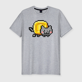 Мужская футболка хлопок Slim с принтом Нян Коин Кэт в Белгороде, 92% хлопок, 8% лайкра | приталенный силуэт, круглый вырез ворота, длина до линии бедра, короткий рукав | animal | cat | coin | crypto | cryptocurrency | kitten | meme | memes | nyan cat | nyan coin cat | sweethuman | sweethumen | животное | коин | кот | котёнок | кошка | крипто | криптовалюта | мем | мемы | монета | нян кот