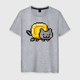 Мужская футболка хлопок с принтом Нян Коин Кэт в Тюмени, 100% хлопок | прямой крой, круглый вырез горловины, длина до линии бедер, слегка спущенное плечо. | Тематика изображения на принте: animal | cat | coin | crypto | cryptocurrency | kitten | meme | memes | nyan cat | nyan coin cat | sweethuman | sweethumen | животное | коин | кот | котёнок | кошка | крипто | криптовалюта | мем | мемы | монета | нян кот