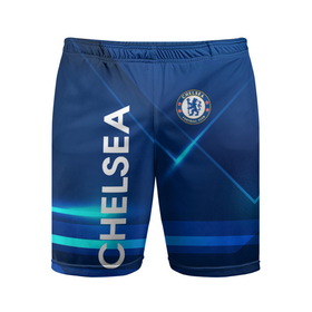 Мужские шорты спортивные с принтом Chelsea Синяя абстракция в Курске,  |  | 