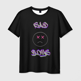 Мужская футболка 3D с принтом Sad Boys логотип в Кировске, 100% полиэфир | прямой крой, круглый вырез горловины, длина до линии бедер | sad | sad boys | sad boys логотип | yung lean | грустные парни | грустный | грусть | печаль | сэд | тоска | треп сад | янг лин