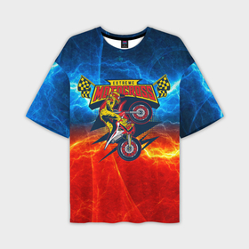 Мужская футболка oversize 3D с принтом Extreme motocross fire в Тюмени,  |  | extreme | moto | motocross | мото | мотокросс | мотоцикл | мотоциклист | экстрим
