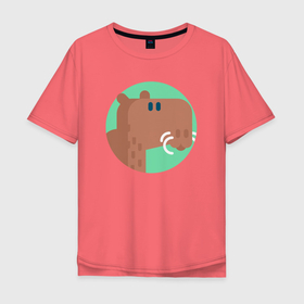 Мужская футболка хлопок Oversize с принтом Милая капибара в круге в Тюмени, 100% хлопок | свободный крой, круглый ворот, “спинка” длиннее передней части | Тематика изображения на принте: abstraction | animal | capybara | colors | meme | memes | surrealism | sweethuman | sweethumen | абстракция | арт | графика | животное | искусство | капибара | мем | мемы | разноцветный | сюрреализм | узоры | цвета
