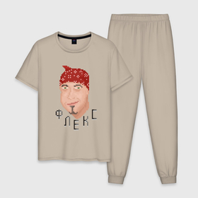 Мужская пижама хлопок с принтом Пиксельный флекс в Санкт-Петербурге, 100% хлопок | брюки и футболка прямого кроя, без карманов, на брюках мягкая резинка на поясе и по низу штанин
 | Тематика изображения на принте: 