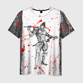 Мужская футболка 3D с принтом Metal gear Rising blood в Тюмени, 100% полиэфир | прямой крой, круглый вырез горловины, длина до линии бедер | metal gear rising | metalgearrising | revengeance | водомерки | киборги | метал гир | метал гир ризинг