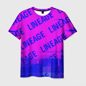 Мужская футболка 3D с принтом Lineage glitch text effect: паттерн , 100% полиэфир | прямой крой, круглый вырез горловины, длина до линии бедер | lineage | lineage glitch | logo | paint | брызги | игра | игры | краска | лайнэйдж | лого | логотип | символ