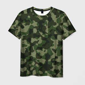 Мужская футболка 3D с принтом Камуфляж зелёного цвета в Петрозаводске, 100% полиэфир | прямой крой, круглый вырез горловины, длина до линии бедер | Тематика изображения на принте: зелёный | камуфляж | маскировка | пятна | сочетание