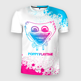 Мужская футболка 3D Slim с принтом Poppy Playtime neon gradient style , 100% полиэстер с улучшенными характеристиками | приталенный силуэт, круглая горловина, широкие плечи, сужается к линии бедра | Тематика изображения на принте: 