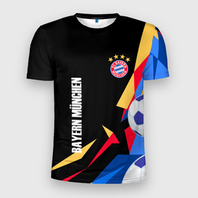 Мужская футболка 3D Slim с принтом Bayern munchen Sport   цветные геометрии в Екатеринбурге, 100% полиэстер с улучшенными характеристиками | приталенный силуэт, круглая горловина, широкие плечи, сужается к линии бедра | 