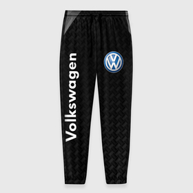Мужские брюки 3D с принтом Volkswagen карбон в Новосибирске, 100% полиэстер | манжеты по низу, эластичный пояс регулируется шнурком, по бокам два кармана без застежек, внутренняя часть кармана из мелкой сетки | Тематика изображения на принте: 