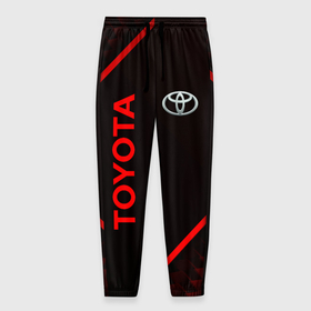 Мужские брюки 3D с принтом Toyota Красная абстракция в Санкт-Петербурге, 100% полиэстер | манжеты по низу, эластичный пояс регулируется шнурком, по бокам два кармана без застежек, внутренняя часть кармана из мелкой сетки | 