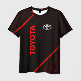 Мужская футболка 3D с принтом Toyota Красная абстракция в Санкт-Петербурге, 100% полиэфир | прямой крой, круглый вырез горловины, длина до линии бедер | 