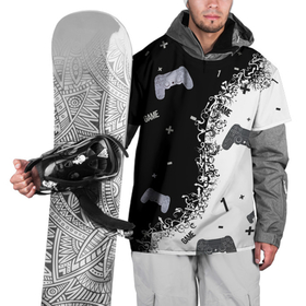 Накидка на куртку 3D с принтом Джойстики чёрно белые в Новосибирске, 100% полиэстер |  | джойстик | игры | противоположность | цифры | чёрно белое