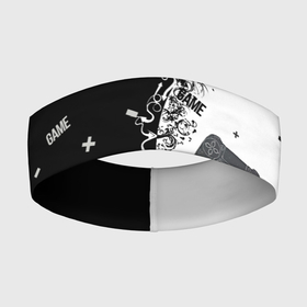 Повязка на голову 3D с принтом Джойстики чёрно белые ,  |  | джойстик | игры | противоположность | цифры | чёрно белое