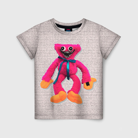 Детская футболка 3D с принтом Киси Миси объёмная игрушка в Петрозаводске, 100% гипоаллергенный полиэфир | прямой крой, круглый вырез горловины, длина до линии бедер, чуть спущенное плечо, ткань немного тянется | kissy missy | play time | playtime | poppy | poppy playtime | киси миси | кисси мисси