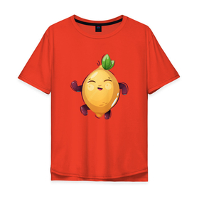 Мужская футболка хлопок Oversize с принтом танцующий лимон в Санкт-Петербурге, 100% хлопок | свободный крой, круглый ворот, “спинка” длиннее передней части | Тематика изображения на принте: весело | веселый | веселье | лимон | лимон танцует | лимончик | лимоны | танец