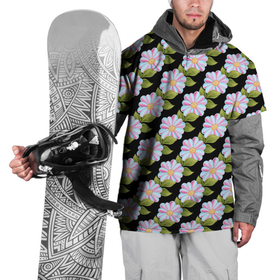 Накидка на куртку 3D с принтом Белые фиалки паттерн в Кировске, 100% полиэстер |  | абстрактные | классика | классические | нейтральные | спокойные | узор | узоры | фиалки | цветы