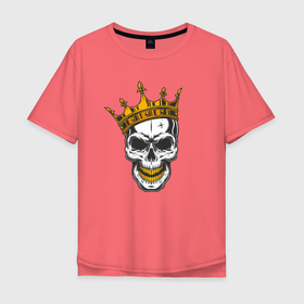 Мужская футболка хлопок Oversize с принтом Череп и корона в Белгороде, 100% хлопок | свободный крой, круглый ворот, “спинка” длиннее передней части | abstraction | art | artwork | bones | colorful | colors | crown | graphics | king | patterns | skeleton | skull | surrealism | sweethuman | sweethumen | tsar | абстракция | арт | графика | искусство | король | корона | кости | разноцветный | скелет | сюрр