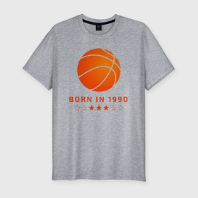 Мужская футболка хлопок Slim с принтом Баскетболист 1990 года в Петрозаводске, 92% хлопок, 8% лайкра | приталенный силуэт, круглый вырез ворота, длина до линии бедра, короткий рукав | 1990 | 90 | basketball | nba | streetball | баскетбол | баскетболист | баскетболист 1990 года | баскетбольный | год | год рождения | день рождения | ко дню рождения | мяч | на день рождения | нба | прямиком из
