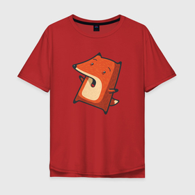 Мужская футболка хлопок Oversize с принтом Орущая лисичка в Санкт-Петербурге, 100% хлопок | свободный крой, круглый ворот, “спинка” длиннее передней части | животное | лис | лиса | лисица | хитрый | хищник