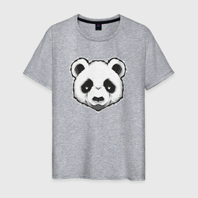 Мужская футболка хлопок с принтом Голова милой панды в Курске, 100% хлопок | прямой крой, круглый вырез горловины, длина до линии бедер, слегка спущенное плечо. | голова панды | животное | медведь | милый | панда | япония | японский мишка