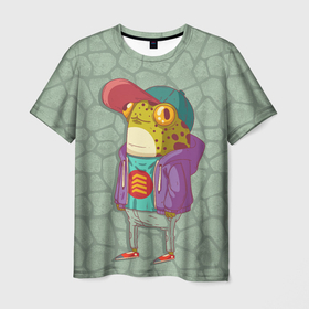 Мужская футболка 3D с принтом Лягуха репер в Курске, 100% полиэфир | прямой крой, круглый вырез горловины, длина до линии бедер | жаба | лягуха | лягушка | лягушонок | репер