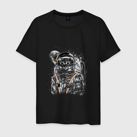 Мужская футболка хлопок с принтом Cat in a space suit , 100% хлопок | прямой крой, круглый вырез горловины, длина до линии бедер, слегка спущенное плечо. | astronaut | funny | galaxy | space | spacesuit | астронавт | галактика | забавный | космический | космонавт | космос | скафандр