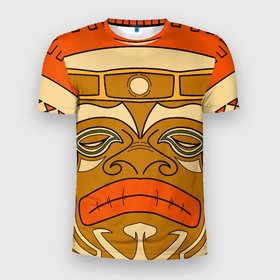 Мужская футболка 3D Slim с принтом Polynesian tiki APATHY в Кировске, 100% полиэстер с улучшенными характеристиками | приталенный силуэт, круглая горловина, широкие плечи, сужается к линии бедра | bora bora | fiji | hawaii | island | nature | ocean | polynesia | samoa | tahiti | tiki | гаваи | истукан | лето | орнамент | острова | пляж | полинезия | серфинг | тики | тропики | этнический