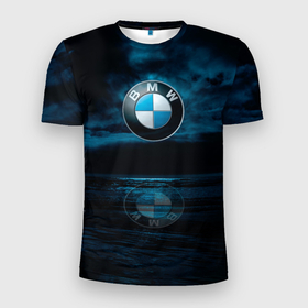 Мужская футболка 3D Slim с принтом BMW marine theme в Курске, 100% полиэстер с улучшенными характеристиками | приталенный силуэт, круглая горловина, широкие плечи, сужается к линии бедра | bmw | автомобили | бмв | марки авто | море