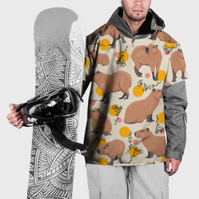 Накидка на куртку 3D с принтом Милая капибару паттерн в Белгороде, 100% полиэстер |  | capybara | patern | pattern | водосвинка | грызун | грызуны | капибара | капибары | патерн | паттерн