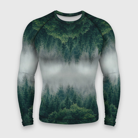 Мужской рашгард 3D с принтом Зеркальный туманный лес в Курске,  |  | forest | mirror | misty | дерево | деревья | зеркало | зеркальный | лес | природа | туман | туманный