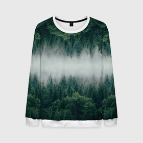 Мужской свитшот 3D с принтом Зеркальный туманный лес в Санкт-Петербурге, 100% полиэстер с мягким внутренним слоем | круглый вырез горловины, мягкая резинка на манжетах и поясе, свободная посадка по фигуре | forest | mirror | misty | дерево | деревья | зеркало | зеркальный | лес | природа | туман | туманный