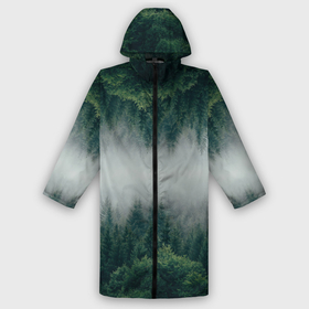 Мужской дождевик 3D с принтом Зеркальный туманный лес ,  |  | forest | mirror | misty | дерево | деревья | зеркало | зеркальный | лес | природа | туман | туманный