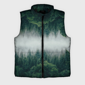 Мужской жилет утепленный 3D с принтом Зеркальный туманный лес ,  |  | forest | mirror | misty | дерево | деревья | зеркало | зеркальный | лес | природа | туман | туманный