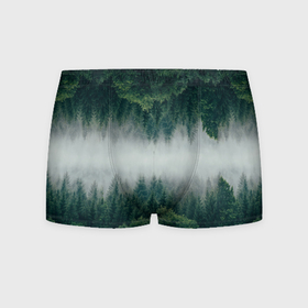 Мужские трусы 3D с принтом Зеркальный туманный лес в Белгороде, 50% хлопок, 50% полиэстер | классическая посадка, на поясе мягкая тканевая резинка | forest | mirror | misty | дерево | деревья | зеркало | зеркальный | лес | природа | туман | туманный