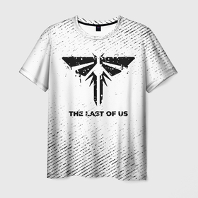 Мужская футболка 3D с принтом The Last Of Us с потертостями на светлом фоне в Кировске, 100% полиэфир | прямой крой, круглый вырез горловины, длина до линии бедер | 