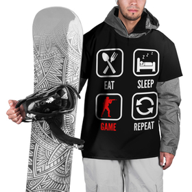 Накидка на куртку 3D с принтом Eat, sleep, Counter Strike, repeat в Кировске, 100% полиэстер |  | 