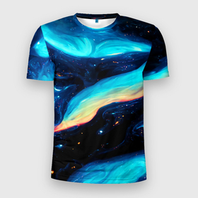 Мужская футболка 3D Slim с принтом Космические просторы   Абстракция в Санкт-Петербурге, 100% полиэстер с улучшенными характеристиками | приталенный силуэт, круглая горловина, широкие плечи, сужается к линии бедра | abstraction | art | black | blue | bright | dark | galaxy | multicoloured | neon | space | stars | universe | абстракция | арт | вселенная | галактика | звезды | космос | неоновый | разноцветный | синий | темный | черный | яркий