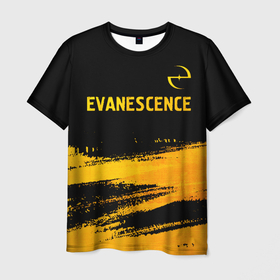 Мужская футболка 3D с принтом Evanescence   gold gradient: символ сверху в Екатеринбурге, 100% полиэфир | прямой крой, круглый вырез горловины, длина до линии бедер | Тематика изображения на принте: 