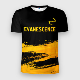 Мужская футболка 3D Slim с принтом Evanescence   gold gradient: символ сверху в Екатеринбурге, 100% полиэстер с улучшенными характеристиками | приталенный силуэт, круглая горловина, широкие плечи, сужается к линии бедра | Тематика изображения на принте: 